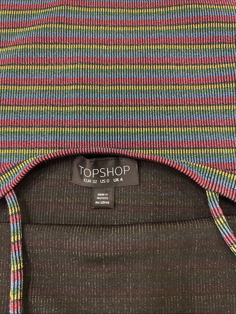 TOPSHOP Metallic Multicolor Stripe Bodysuit Tank Top/Cami US Size 0 - Picture 7 of 7